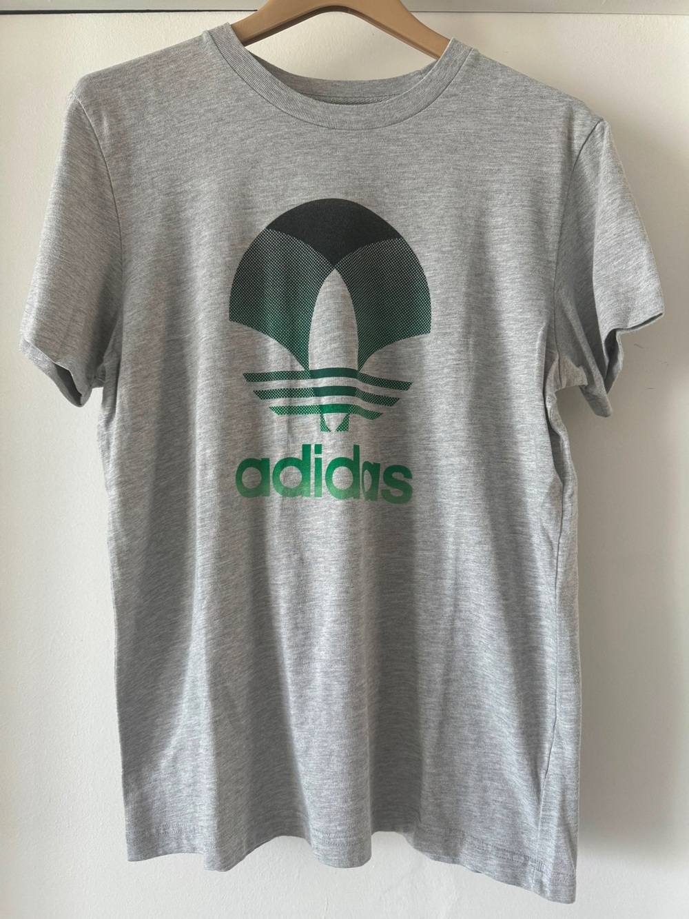 adidas Light Gray Tee with Green Logo
